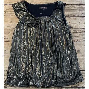 Adrienne Vittadini Metallic Gold Sleeveless Formal/ Party Or Club Wear Top
